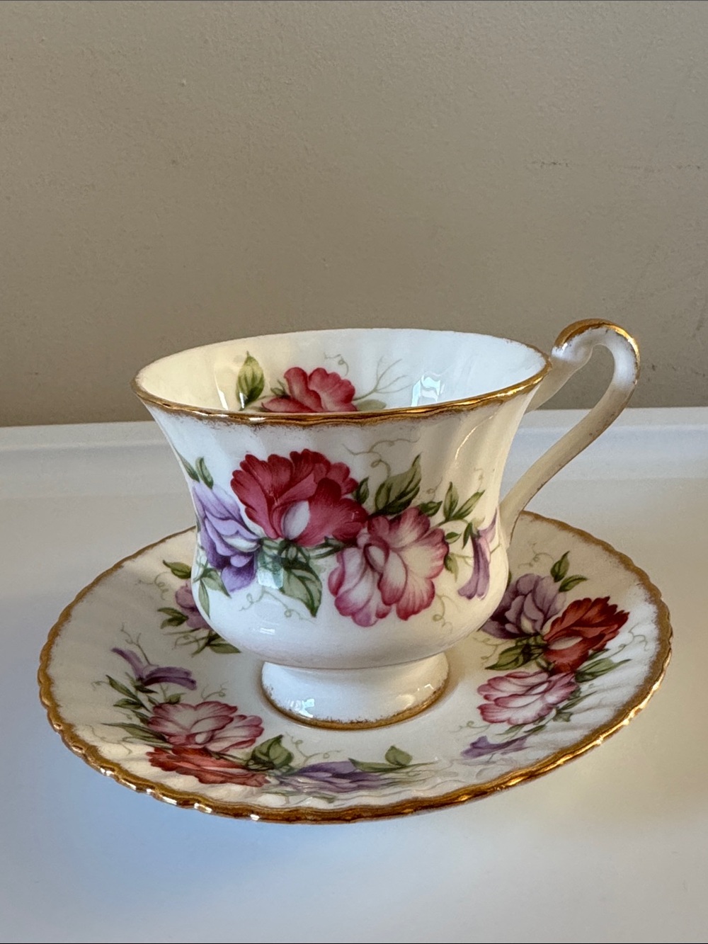 Vintage Paragon "Sweet Pea" Bone China Teacup & Saucer